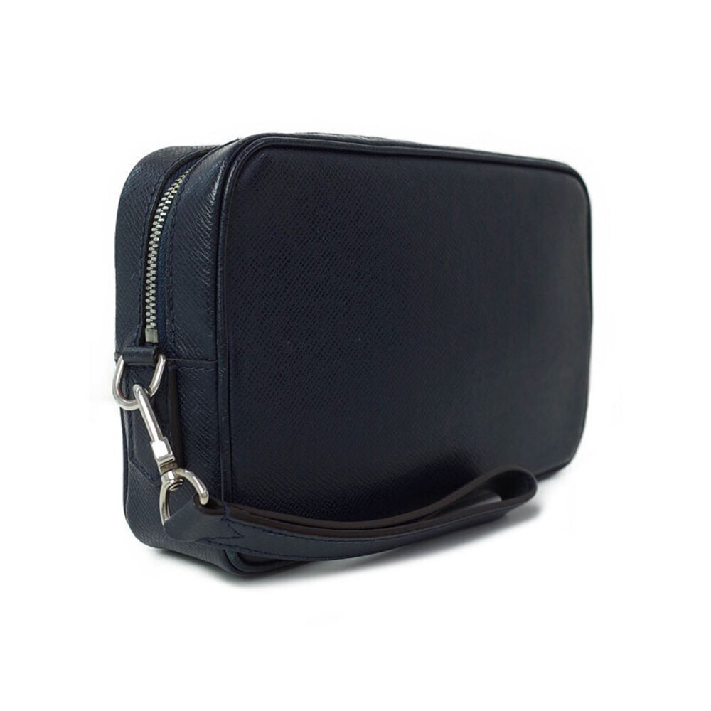 Louis Vuitton Leather Shoulder Pochette Black Kasai Bag Taiga